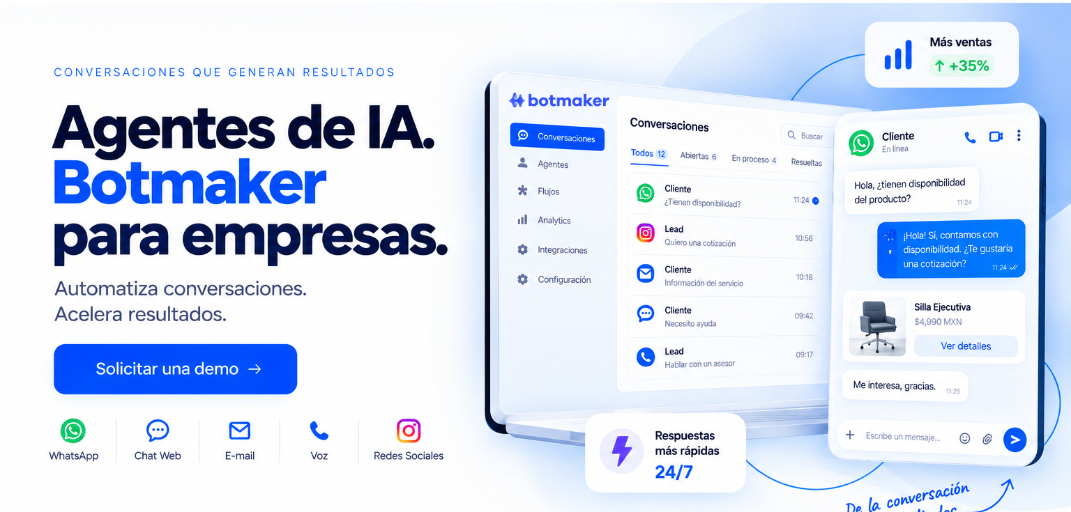 Agentes de IA. Botmaker para empresas