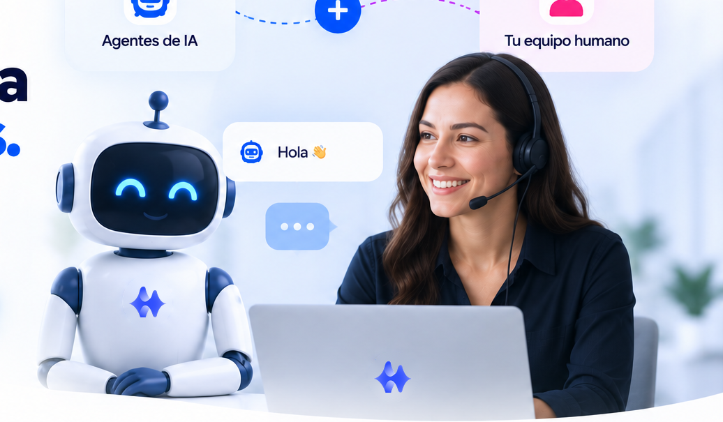 Agentes de IA y equipo humano trabajando juntos