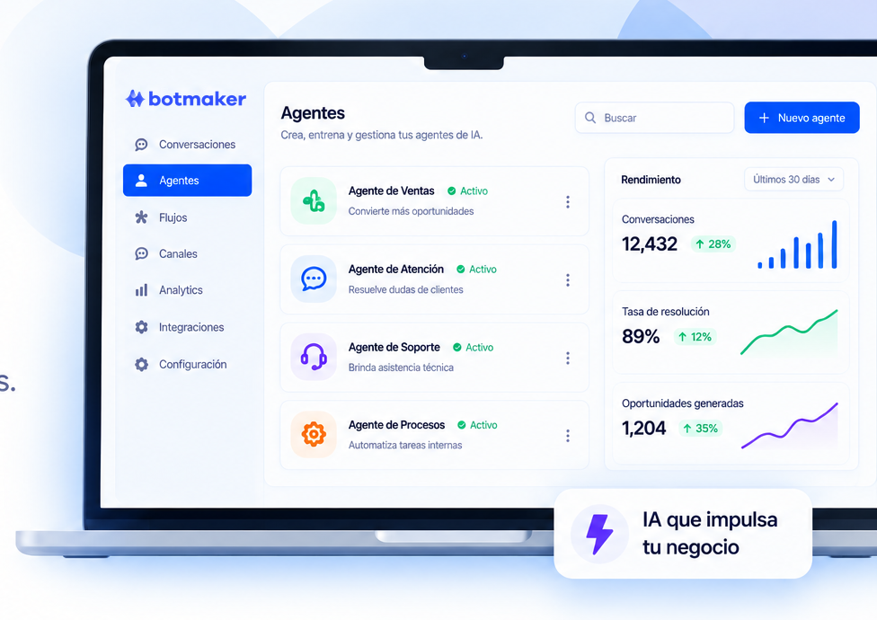 Plataforma Botmaker para gestión de agentes de IA